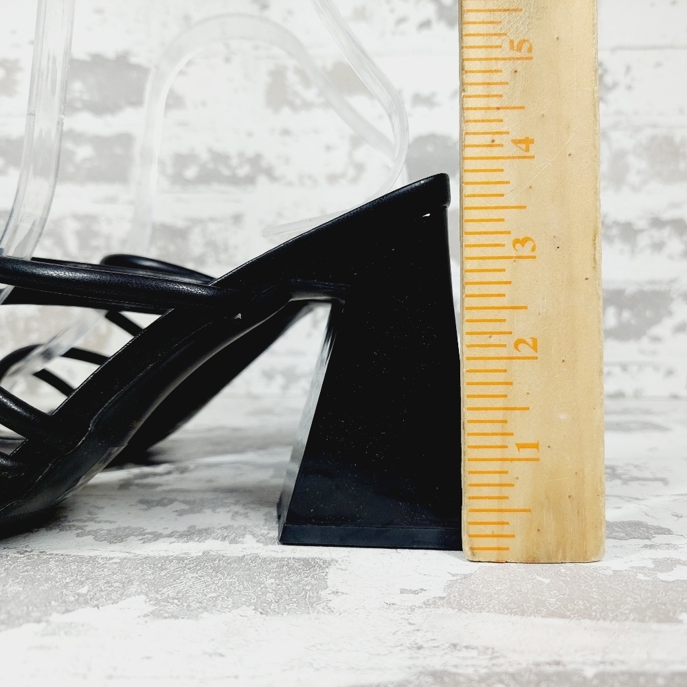 New Abound Austyn Black Tubular Strap Block Heel Sandals F182 - Picture 2 of 10